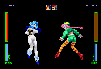 memory_fallen's tweet photo. There's a demo disc version *Psychic Force* for PlayStation that's from 40 days before the final build. Normally it restricts what you can play, but it has a "Debug game" menu that allows you to play as any character or stage. https://t.co/fGXJhhCGeC
