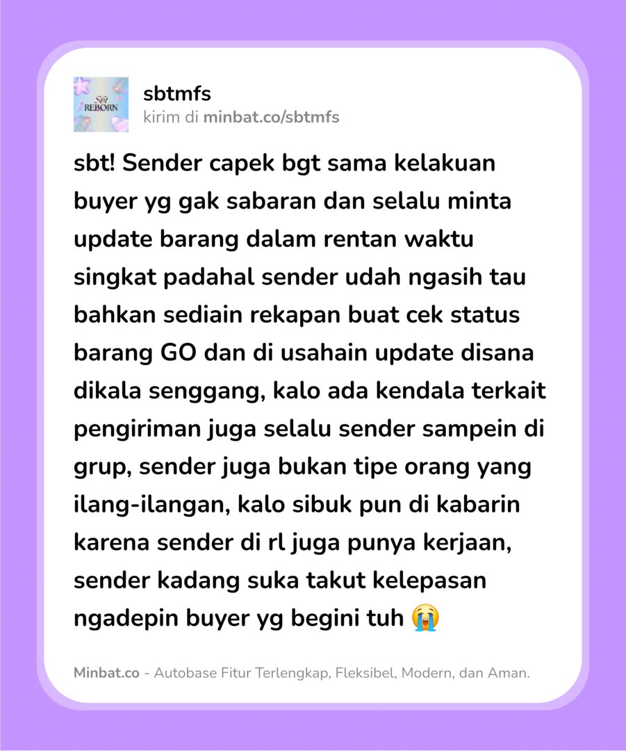 sbtmfs's tweet photo. Sbt! Numpang curhat ya guys 🙏🏻 https://t.co/Kb0EvB69a3