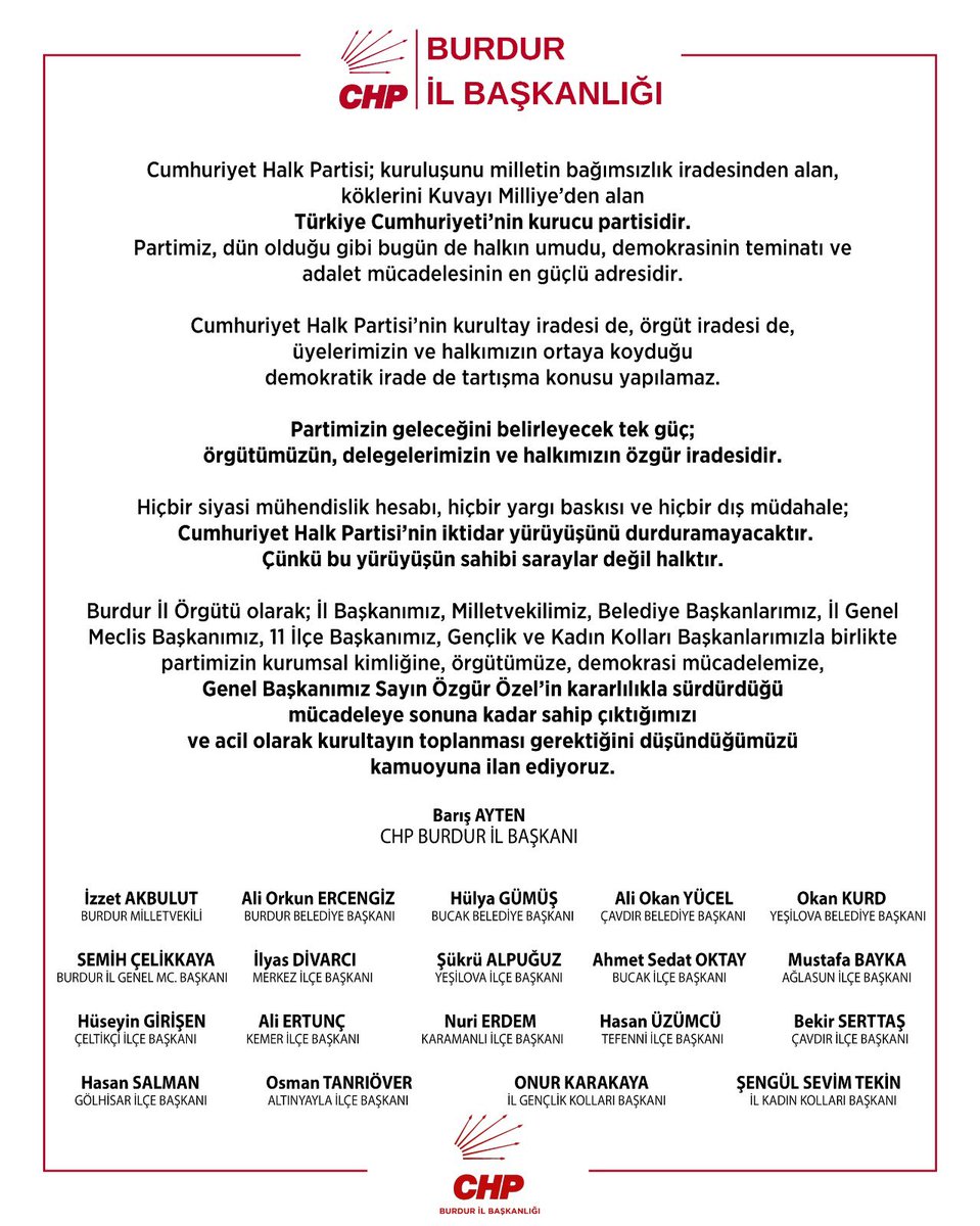 orkunercengiz's tweet photo. Gelin vazgeçin bu sevdadan halka rağmen delegeye rağmen Cumhuriyet HalkPartimize rağmen kazanamazsınız.
Biz hep birlikte buradayız 
@eczozgurozel
@chp_burdur15
@Baris_Ayten 
@izzet_akbulut https://t.co/hjYWLX5E7q