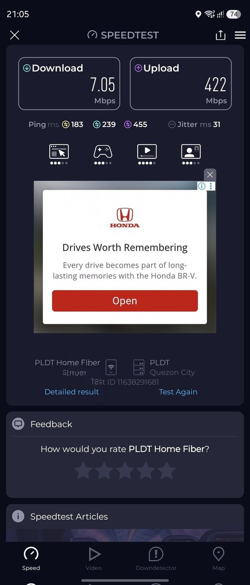 Meithranduir's tweet photo. @pldt  @PLDTHome  @PLDT_Cares  ANO NANGYAYARI S INTERNET NYO⁉️ UNG DAPAT 700 Mbps NASA 7 Mbps LANG UNG DOWNLOAD SPEED AT 400 Mbps UPLOAD SPEED⁉️😡👎 https://t.co/LsUOSRogo9