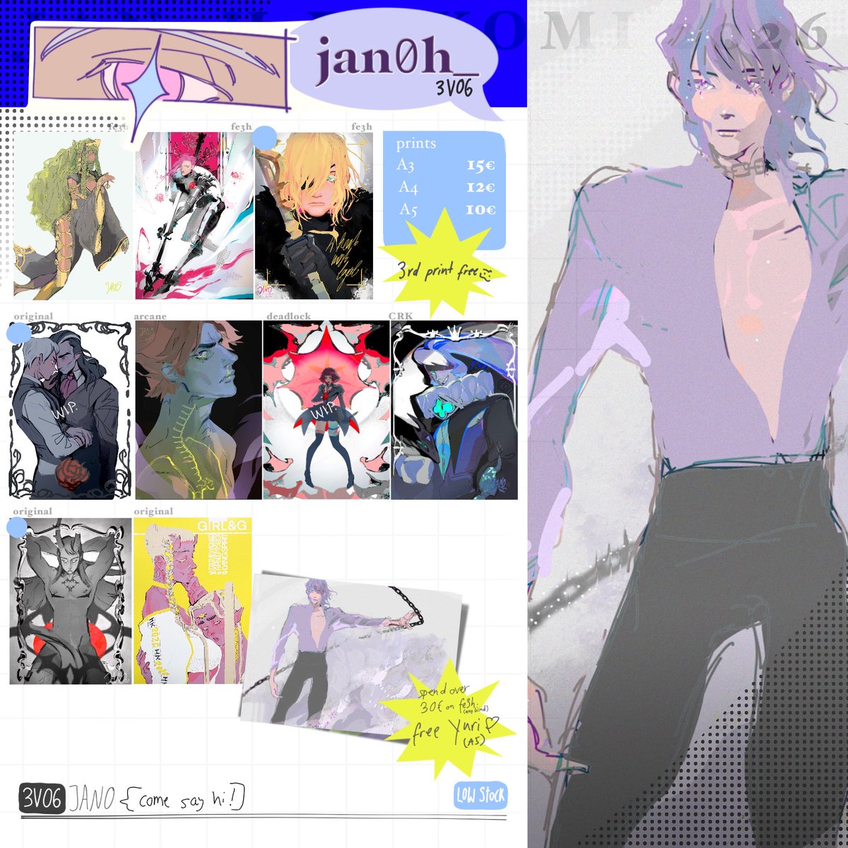 jan0h_'s tweet photo. my 2026 #dokomi catalogue!
I’m at 3V06 with @/ totoroki 🫆 it’s my first big con in years, please come say hi!

※ ALNST, FFXIV, FFXIV, Deadlock, CRK, Arcane, DnD, OC…
#dokomi2026 #artistsofdokomi2026 https://t.co/bs95jHMU1S
