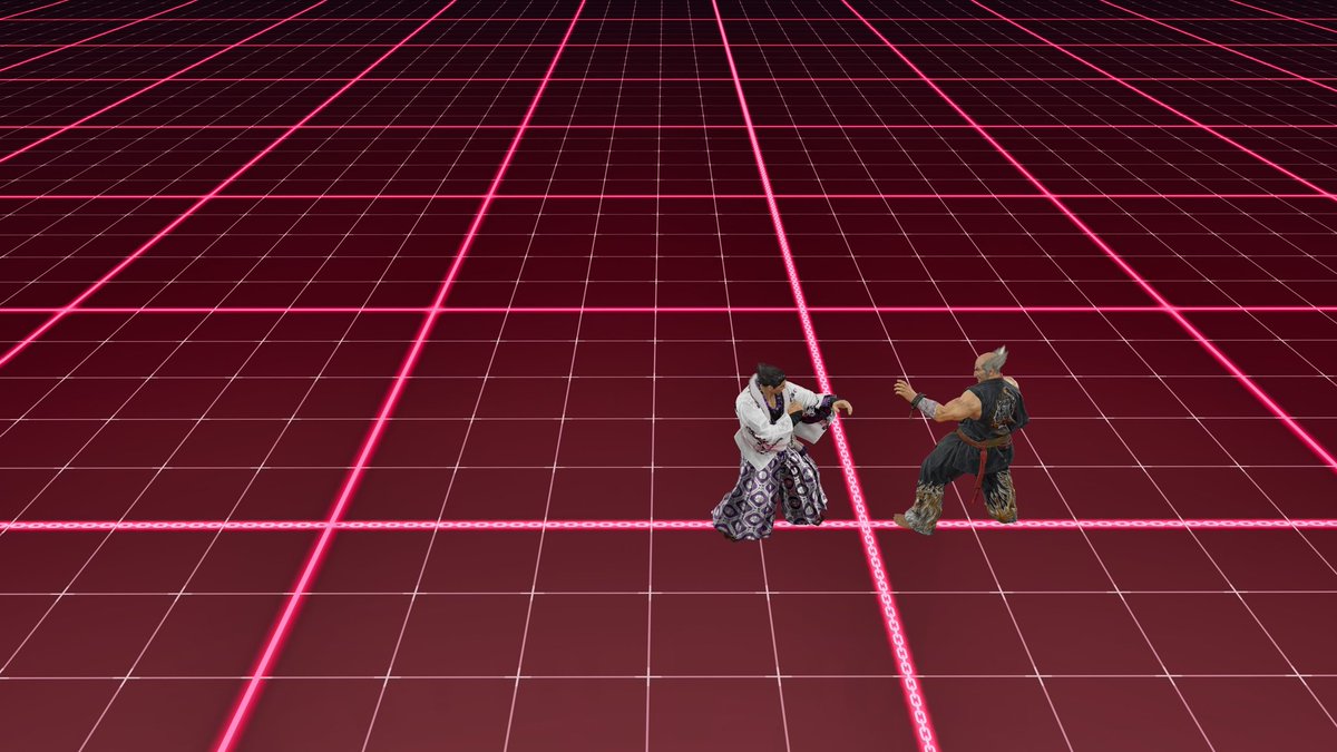 このステージ、中心の線だけ（縦、横）が鉄拳8のコンセプト（？）の鎖