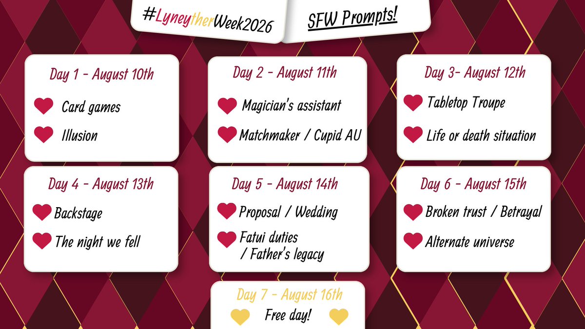 Lyneyther week 2026 - Prompts pinned 📌(Aug 10-16) tweet media
