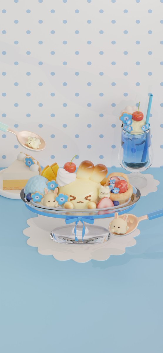uriuri__3d's tweet photo. 【🐰壁紙配布🐰】
うさぎプリンちゃんの壁紙2種（カレンダーなしバージョン）を作成しました🐰🍮

個人の範囲内でお使いください .ᐟ

#blender #3DCG https://t.co/tAt4lnBNQO