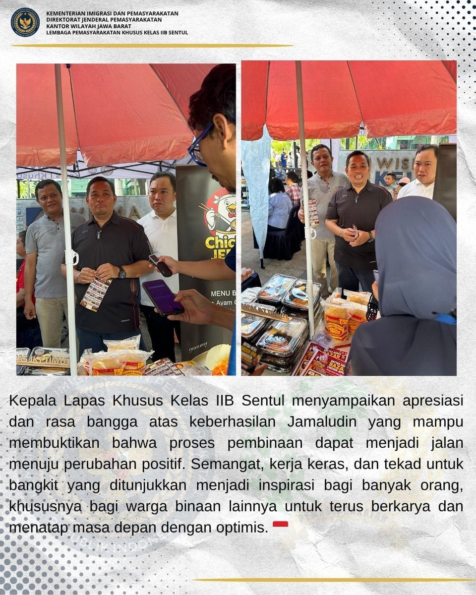 Lapsuster's tweet photo. DARI BALIK JERUJI BESI MENUJU JALAN KESUKSESAN

Jamaludin, eks Narapidana Tindak Pidana Terorisme binaan Lapas Khusus Kelas IIB Sentul, kini sukses membangun usaha makanan olahan ayam bertajuk Chicken Jepun. https://t.co/zFu6cVcAzV