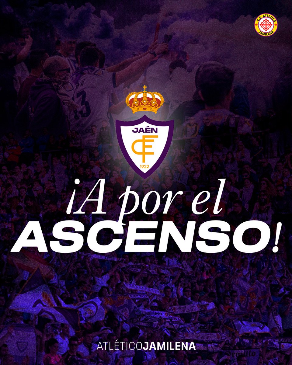Atco_Jamilena's tweet photo. Desde el CD Atlético Jamilena deseamos, al @RealJaenCF y a todos sus aficionados, suerte en su eliminatoria final por el ascenso a Primera Federación. 🦎

¡A por el ascenso! 💜🍀 https://t.co/nH1x5uTiJD