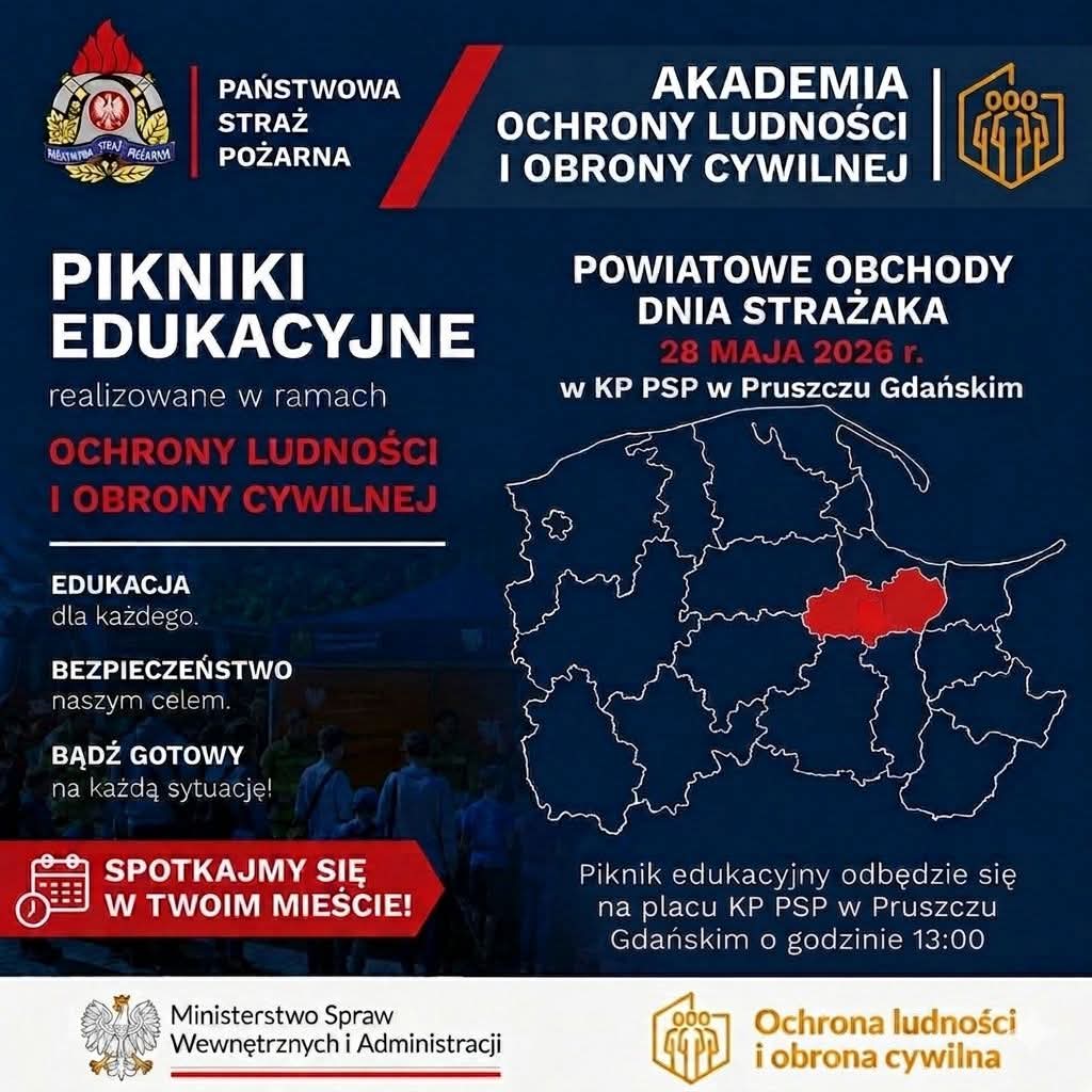 kppsppg's tweet photo. 🔥🧑‍🚒#Piknik #Edukacyjny

🔴Tegoroczne obchody #Dnia #Strażaka w Powiat Gdański wzbogacone zostaną o piknik edukacyjny, który odbędzie się 2️⃣8️⃣ maja o godzinie 1️⃣3️⃣:0️⃣0️⃣ na placu przy KP PSP PruszczGdański. https://t.co/q5rhTxAjvY