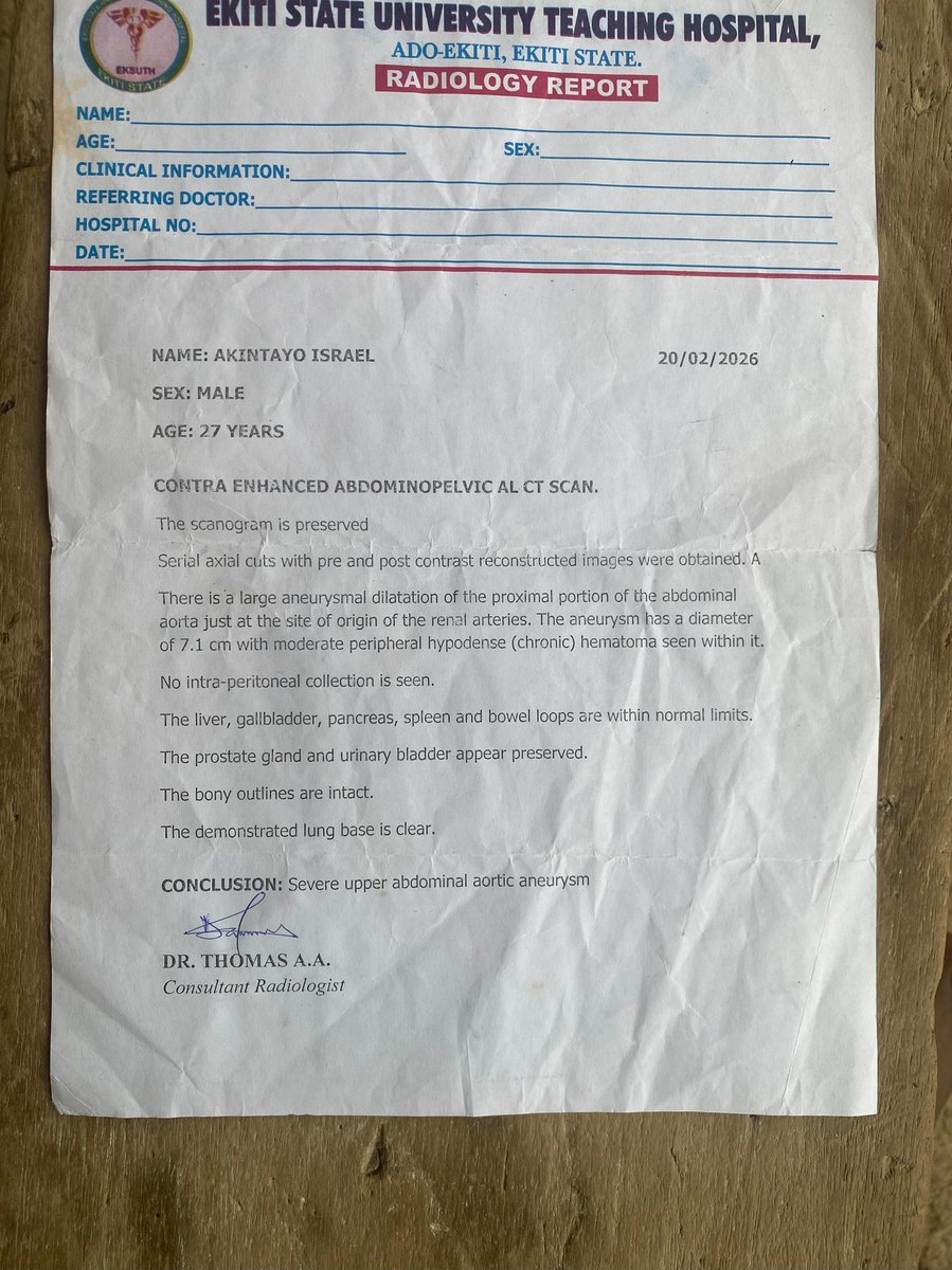 Adekunle_2468's tweet photo. A dear friend of ours is currently battling a serious health condition and urgently needs financial support for medical treatment. The situation has become overwhelming for the family, and we are humbly appealing to the public for help. https://t.co/pIp7S7Gy6Z