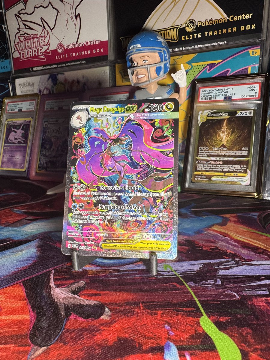 PermCollection3's tweet photo. Good Morning!☀️ 

The absolutely Stunning Mega Dragelele EX SIR from Chaos Rising! This card is so beautiful. I can’t believe we pulled it!

I could stare at her all day🫠

#Permfection #SIR #ChaosRising https://t.co/WvIaluPXna