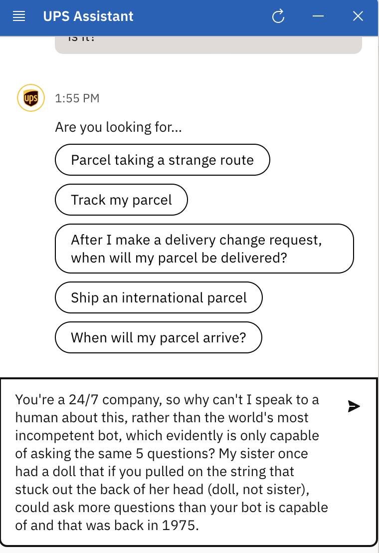 patrickkpearce's tweet photo. @UPS
@UPS_UK
Do you know why you'll eventually fail as a business? Because you don't care enough about the most important part of your service. I spent the entirety of yesterday waiting for a parcel your system continually told me would arrive by 7 p.m. Today, still nothing. 0/10 https://t.co/BqD4eb2Hpu