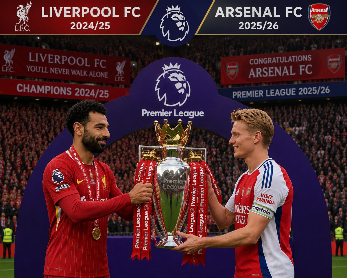 sheedycool's tweet photo. One champion's reign ends, another begins. Congratulations 🏆 Arsenal 2025/26 #passingthecrown #lfc #ynwa https://t.co/otVmXjcsAj