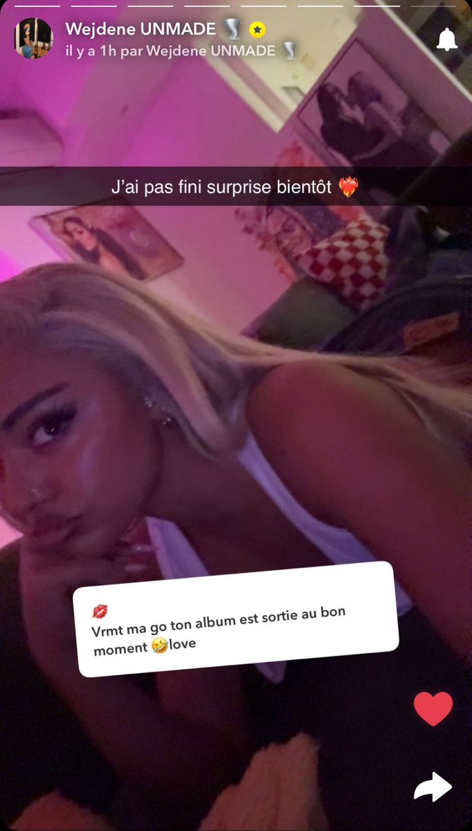 wej__actu's tweet photo. 🚨🚨Es ce que cette story serait pas finalement un teasing pour une première partie d’@AyaNakamuraa au stade de France ? 
@WejdeneOfficiel annonce nous tout ça ( et une tournée aussi )

UNMADE est toujours disponible:
➡️ https://t.co/Xg4iqq5OUB
#Wejdene #AyaNakamura #Unmade https://t.co/8D7cjj3mdW
