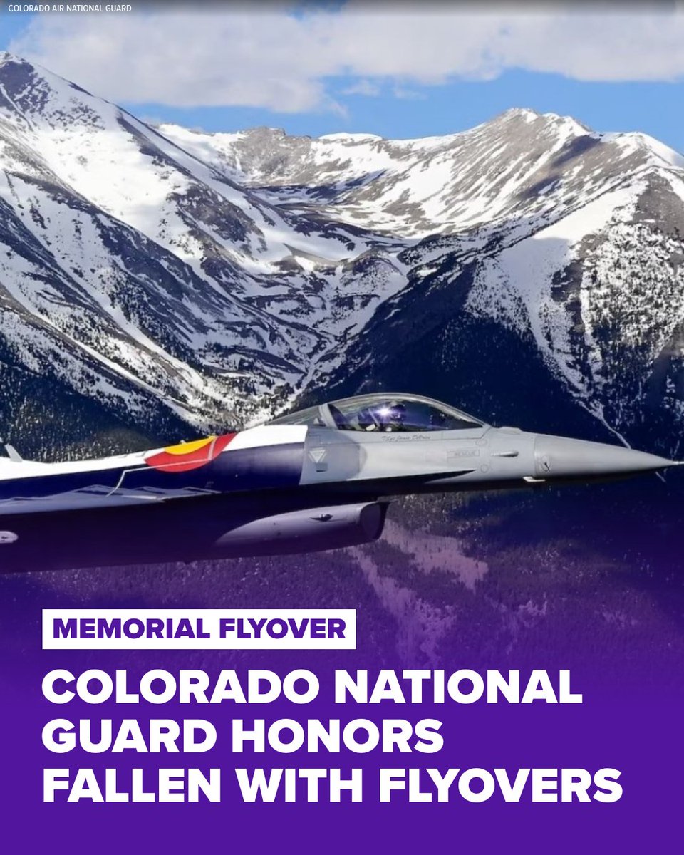 9NEWS's tweet photo. The Colorado National Guard will fly a formation of four F-16 Fighting Falcon aircraft over Colorado: https://t.co/pSR27QJFCV https://t.co/jbTLRjeagP
