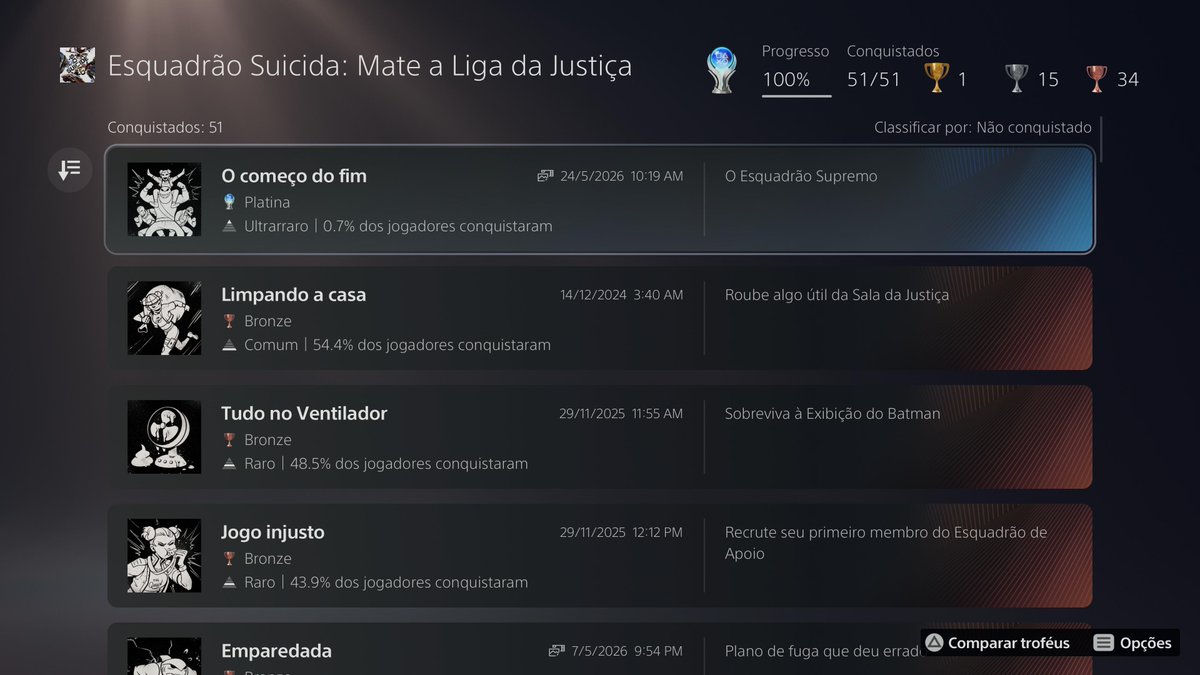danksplayy's tweet photo. A 10ª platina do canal foi do Esquadrão Suicida! Fiz junto com a @mexericanus e foi muito divertido, rimos bastante e por isso deixou a platina mais suave, mas acredito que fazer sozinho deve ser um saco, tem muito grind.. História legalzinha, platina masante. Nota final 4/10 https://t.co/ouz0h1xrE1