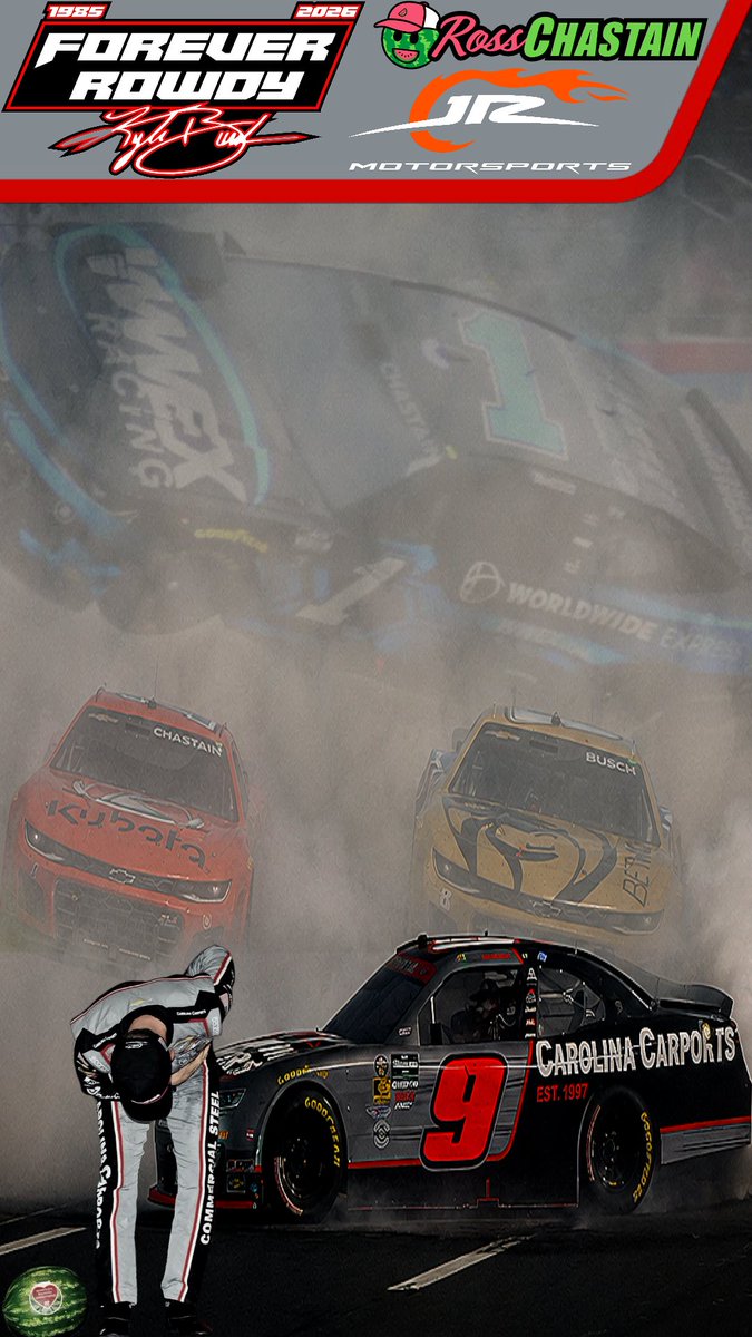 CalCovs8's tweet photo. He came through the fog and gave us a ROWDY show. The sweep is underway @RossChastain @JRMotorsports @CarolinaCarpor1
#RossChastain #Nascar #Tribute #ForRowdy #ForeverRowdy #JrMotorsports #Wallpaper4K #Melonman https://t.co/jloYF4GLug