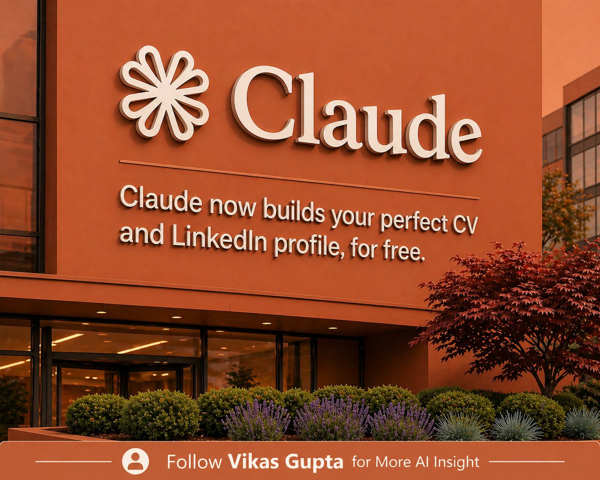 hrswatigupta's tweet photo. Claude can build your CV and LinkedIn profile for free.
But most people use it wrong.

They paste their resume and say, “Make it better.”

That’s lazy → and Claude gives you generic output.

(Save this. Then actually use it.)
Here are 5 prompts that actually work: https://t.co/WsBduEB2qt