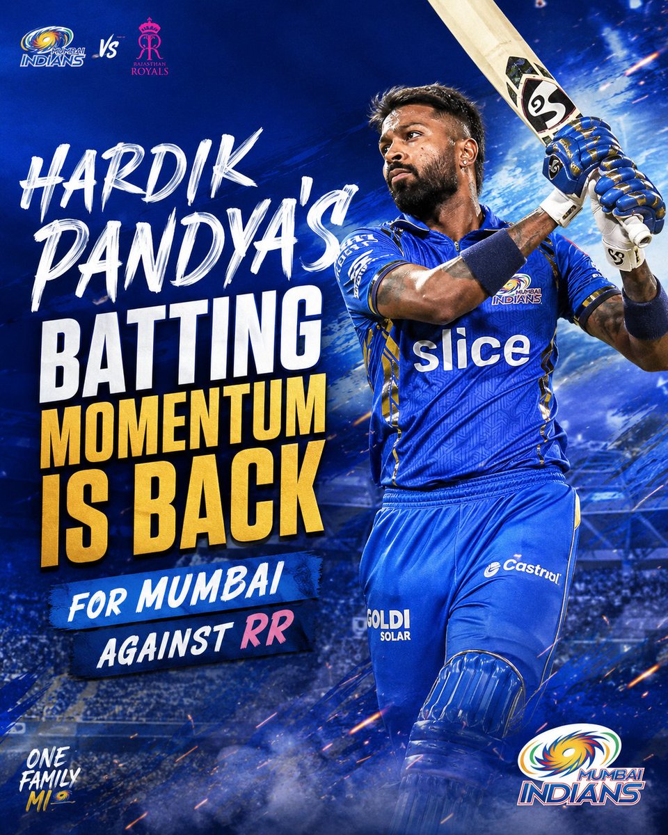 CSHARI9's tweet photo. #tataipl
Hardik Pandya is bringing the batting momentum back for Mumbai vs RR.” ☺️

#Hardikpandya https://t.co/DgmX584qnu