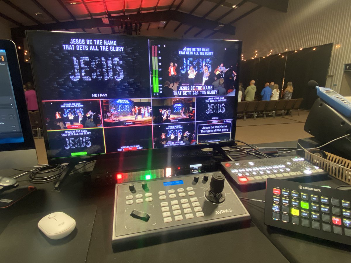 CoachGJohnsonEC's tweet photo. Working with our new Blackmagic Design Video system at church this morning.  Awesome system for Live Streaming! @Blackmagic_News https://t.co/aO3TY0R8sZ