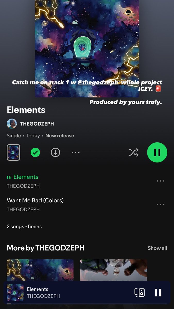 ChuchuCash's tweet photo. Elements by my brother @ThegodZeph OUT Everywhere! 🚨 Produced by yours truly. 

Catch me on Track 1 🔥 https://t.co/V5bjmePYvx