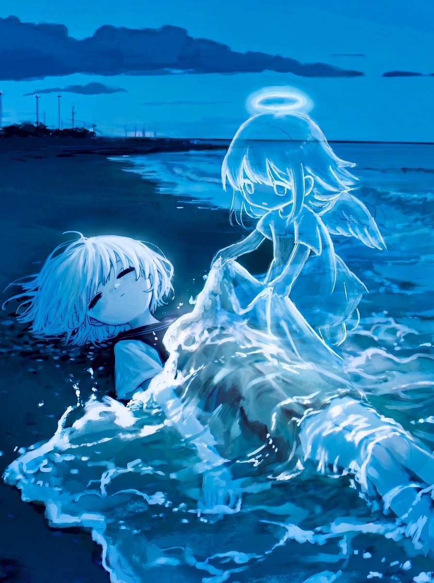 junaida900's tweet photo. 【work process】

Sometimes, after creating the original illustration, MAD will add hand-drawn waves and even hand-drawn transparent angels like this. https://t.co/fKiHx0rIds