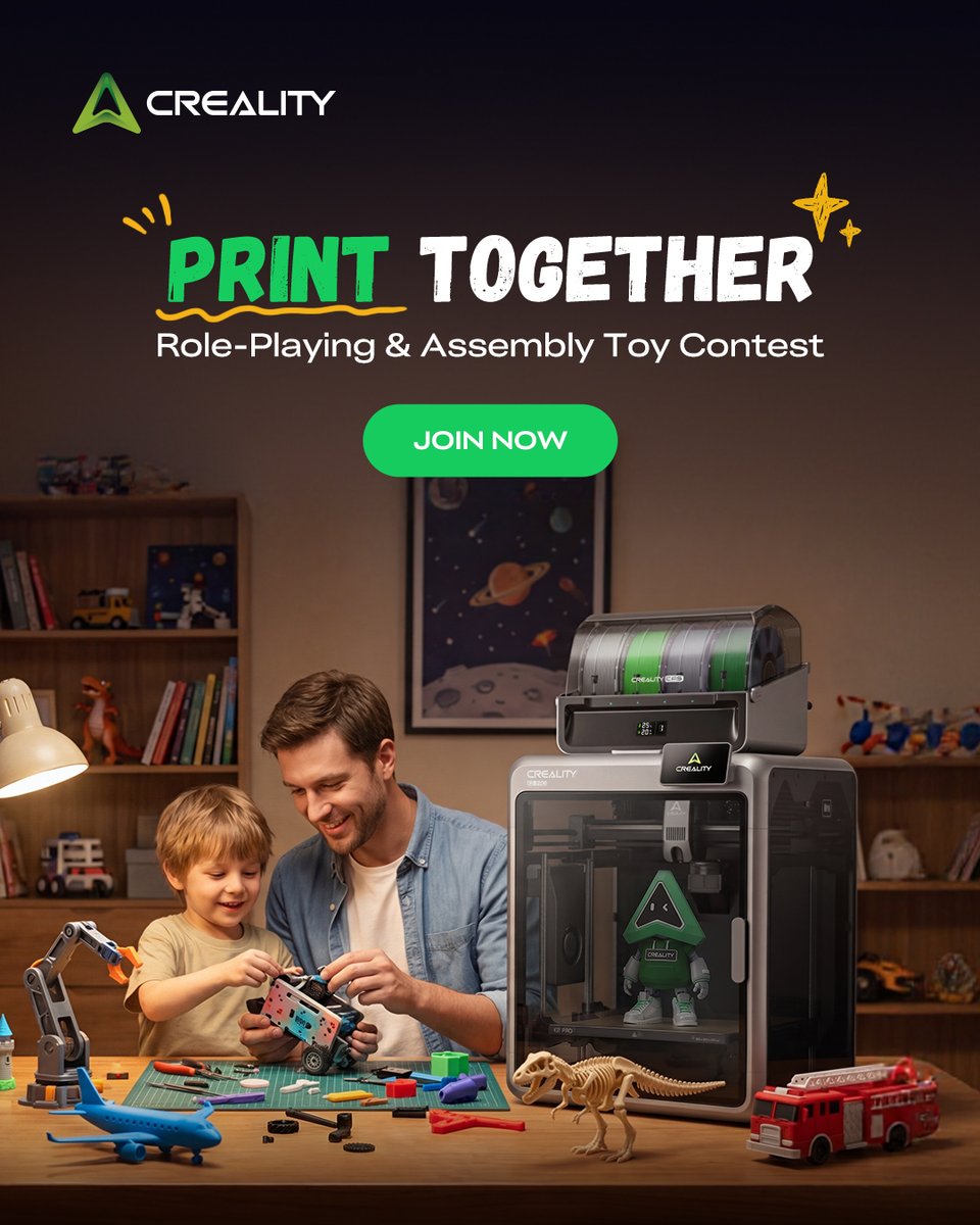Creality3dP's tweet photo. Print together! Play together! 
Let's print role-play toys and assembly toys for kids.
Join the Role-Playing &amp; Assembly Toy Contest on Creality Cloud!
Like here: https://t.co/RWj9SBTm0E
 #crealitycloud #3dmodel #3dprinting #toysforkids https://t.co/GPc3HCQ0pP