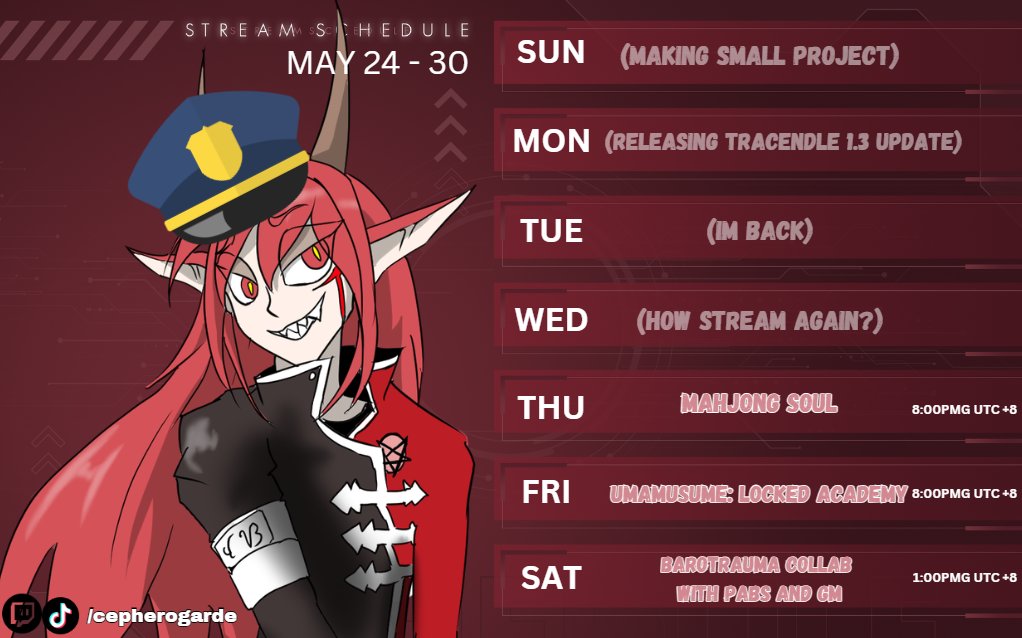 cepherogarde's tweet photo. 📅STREAM SCHEDULE

Back to reality! Time to work on the Tracen Academy security and the submarine in Barotrauma with Pabs and @ItsAGoodMan. https://t.co/MKMRrYU46U