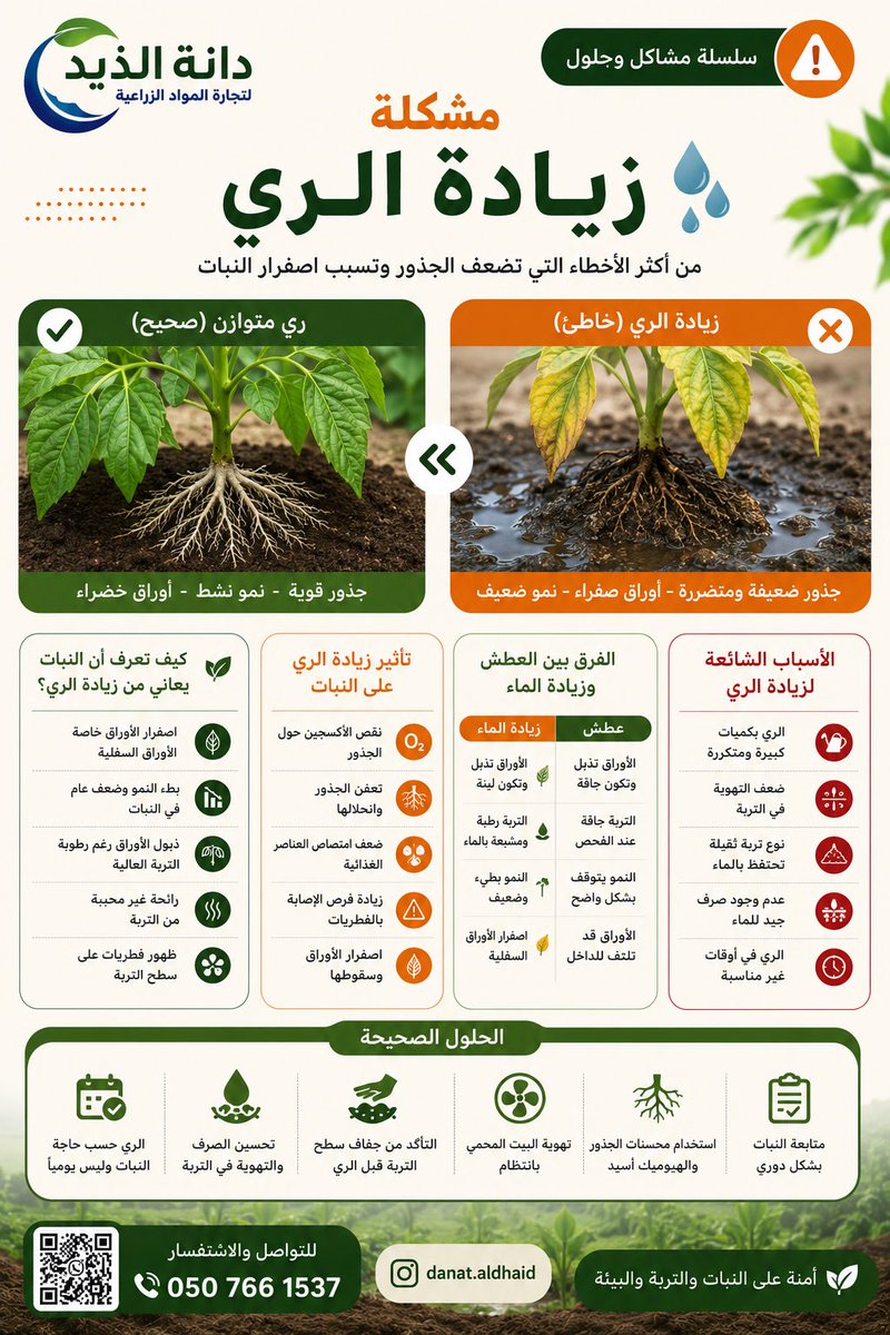 Eng_Zera3ah's tweet photo. � مشكلة زيادة الري

من أكثر الأخطاء التي تضعف الجذور وتسبب اصفرار النبات
وهذا شائع جدًا https://t.co/QhNa3VPbRv