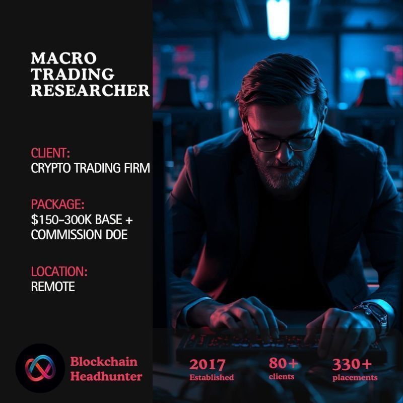 blockchainhh's tweet photo. 📣 Position: Macro Trading Researcher - https://t.co/W1pTVfEJfG
💾 Client: Crypto Trading Firm
💰 Compensation: $150-300k Base + Commission DOE
🌍 Location: Remote https://t.co/0LOuM2PVdH