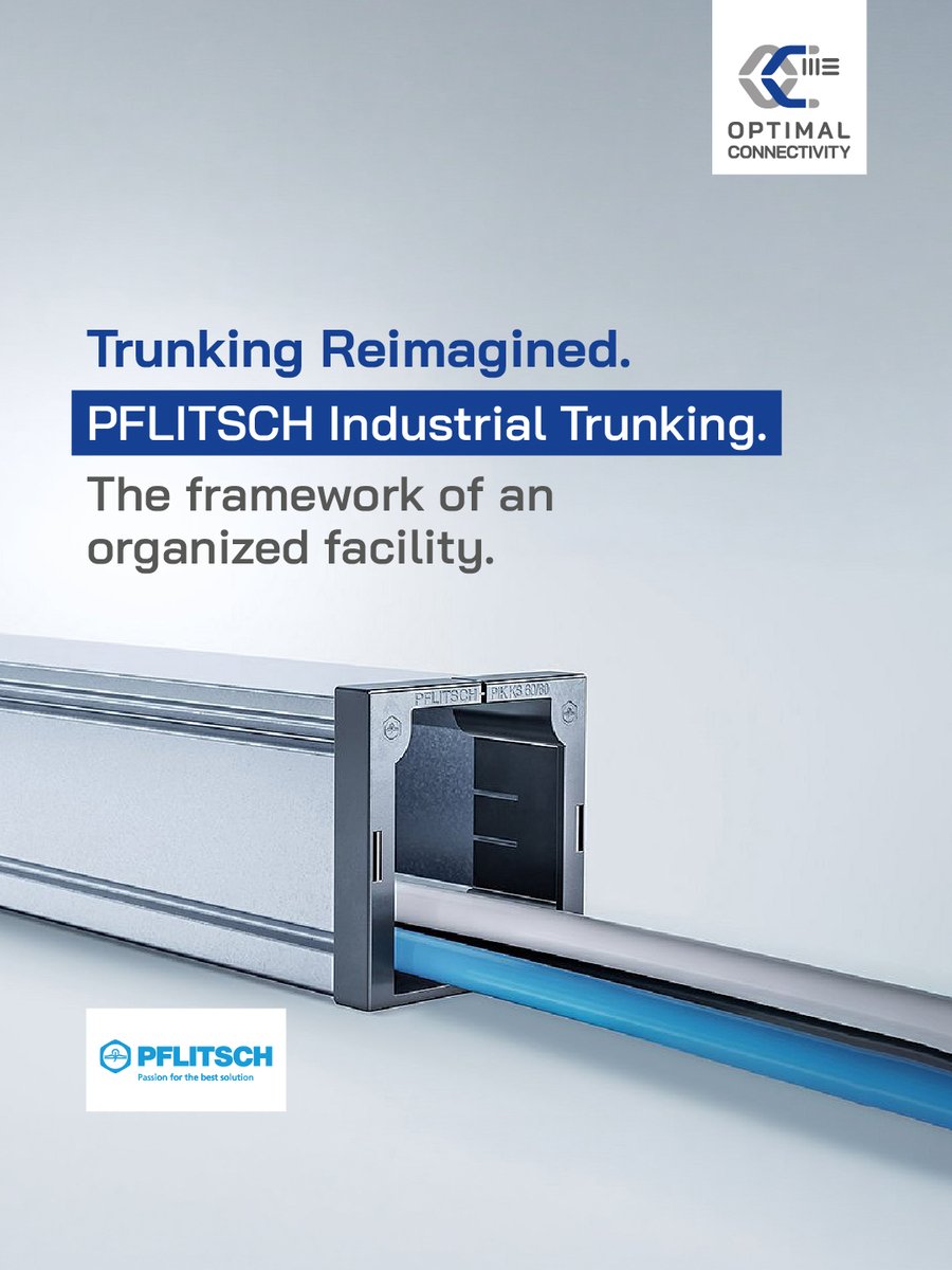 OC2MEofficial's tweet photo. PFLITSCH trunking systems offer open-access designs that make maintenance a breeze while protecting your cables from mechanical wear.

#Pflitsch #CableRouting #PlantManagement #IndustrialSafety #ConnectivitySolutions
#OPTIMALCONNECTIVITY #OC2ME https://t.co/nA0iIoHpkc