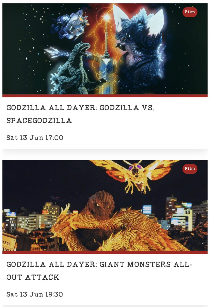DangervilleTeam's tweet photo. They’re playing Godzilla films all day in Manchester so you KNOW I’m making the most of that! 🍿🎬 #Godzilla #Cultplex https://t.co/y14WnLzkMq