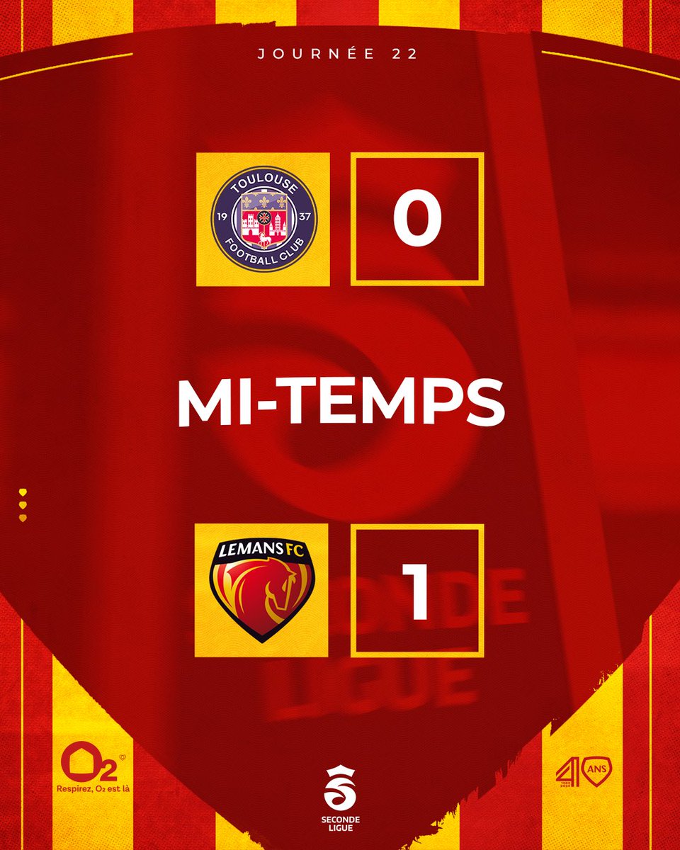 LEMANSFC's tweet photo. #SecondeLigue Mi-temps à Toulouse, nos Mancelles mènent logiquement !

#AllezLEMANSFC ❤️💛 https://t.co/a1AbX1Vski