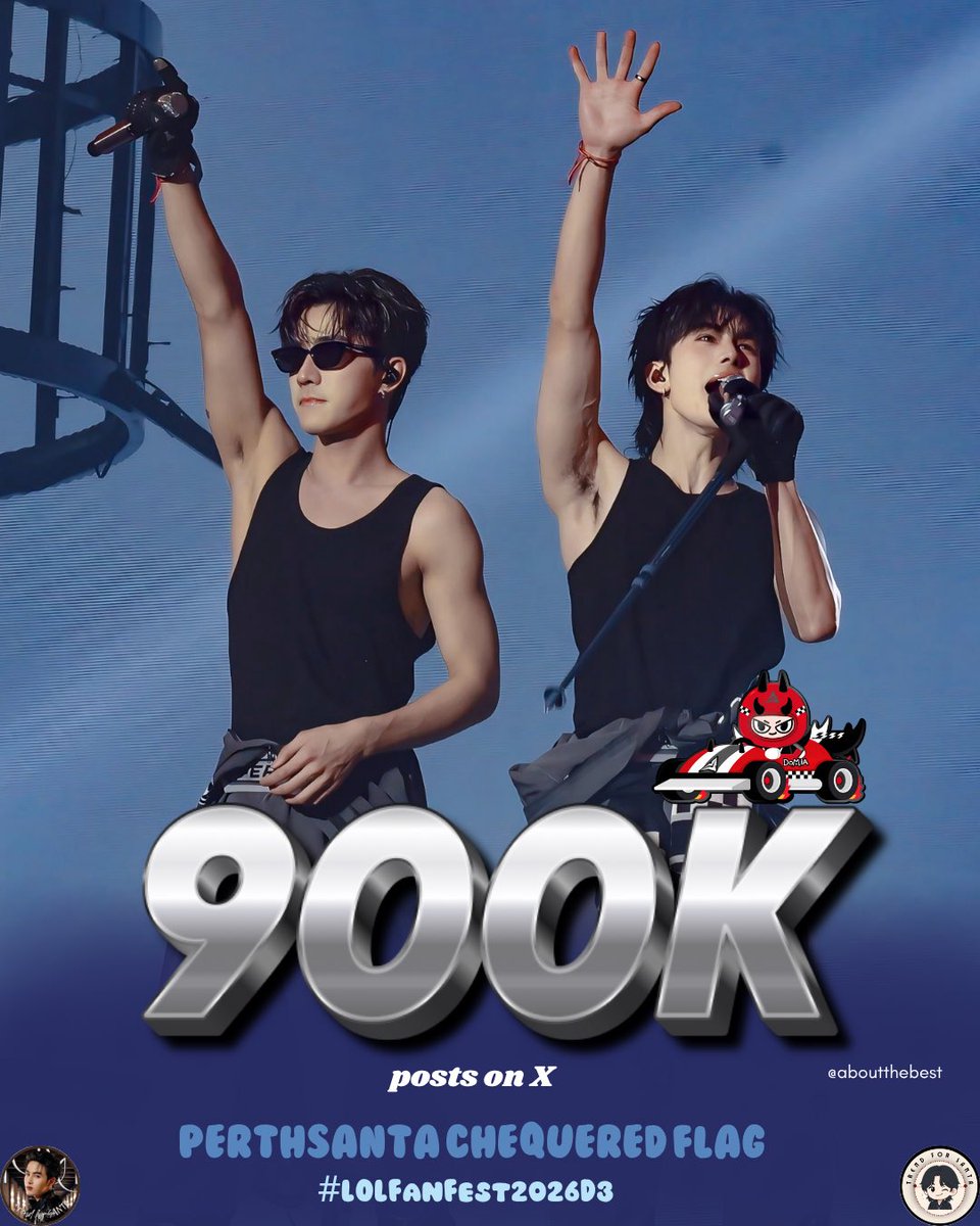 TrendforSanta's tweet photo. 900k tags… one word: POWER. Little devils, y’all turned love into something unstoppable. One more push and we’re making HISTORY at 1M 🖤🤍

PERTHSANTA CHEQUERED FLAG

#LOLFanFest2026D3  
#PerthSanta #เพิร์ธแซนต้า https://t.co/4VskbENUfN