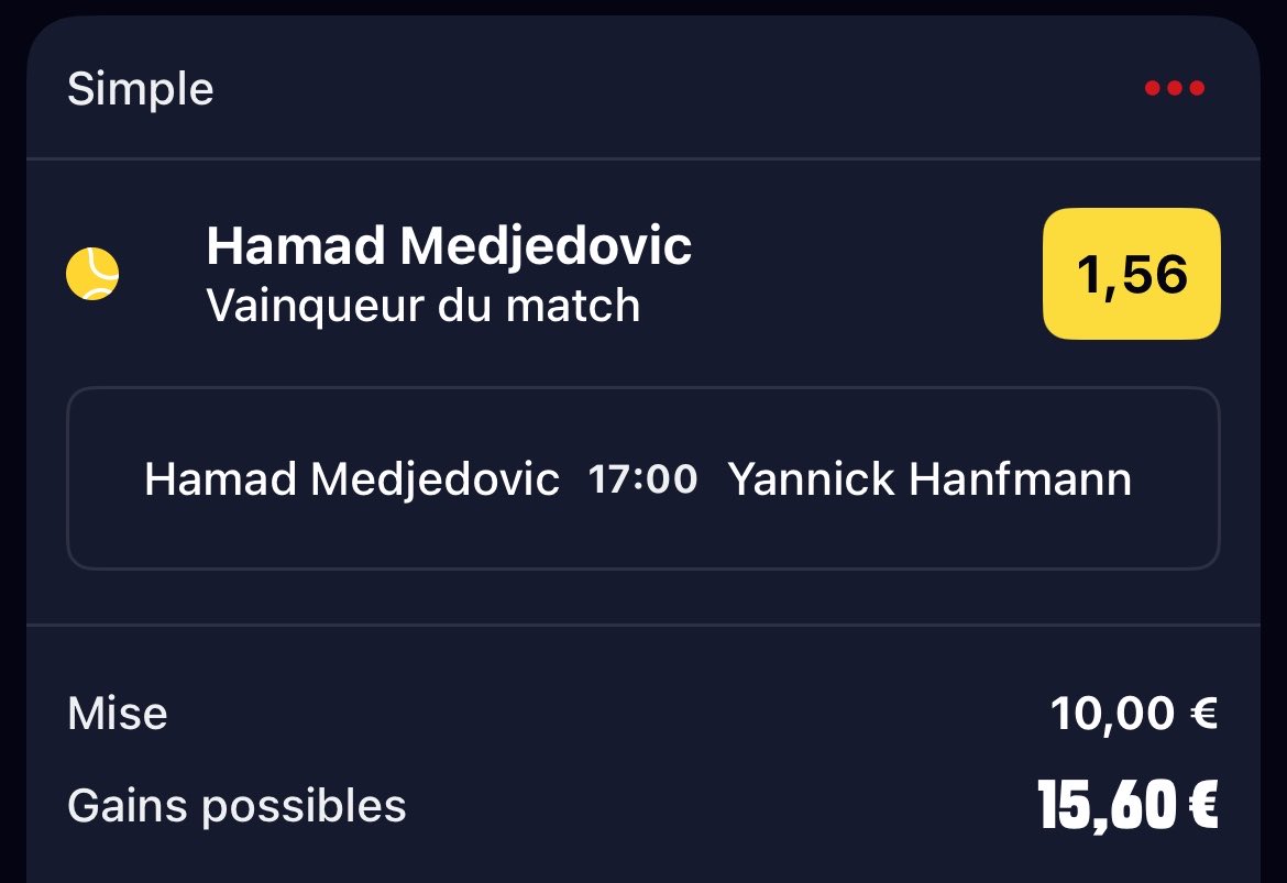 FacileProno's tweet photo. #DefiBetclic 🎾🇫🇷

▪️Medjedovic @1.56 (1%) 

Le serbe défend 3em tour et est en pleine bourre en ce moment sur terre. Hanfmann enchaîne après Hambourg et a plus de peine dans ses déplacements. Medje doit le manger. 

RT / ❤️ si tu suis (17h30) 🍀

#RolandGarros https://t.co/9eR3dea1Nk