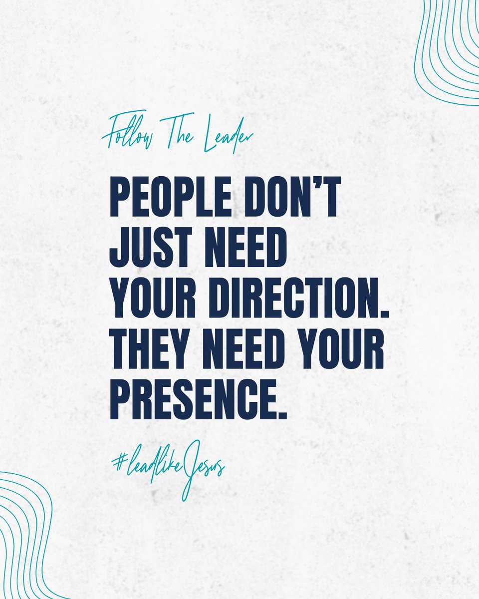 LeadLikeJesus's tweet photo. There’s a difference between being “here” and being “present.”

Growing up, teachers would call attendance and we’d answer:
“Here.”
or
“Present.”

Most people think those words mean the same thing.
But they don’t.

“Here” means you showed up.
“Present” means you’re engaged, attentive, fully there.

And honestly, so many of us are “here” without being present.

We’ve all experienced it:
The conversation interrupted by a phone.
The family dinner overshadowed by work.
The worship moment filled with distraction.

Isaiah 29:13 says:
“These people honor Me with their lips, but their hearts are far from Me.”

God has never been after performance.
He’s after presence.

From the Garden until now, His desire has always been relationship.
Not noise.
Not appearances.
Not perfection.
Presence.

And the people you lead need the same.

People don’t just need your direction —
they need your presence.

And presence is love in action.

Check out this blog post: https://t.co/VfWFKU2XAt