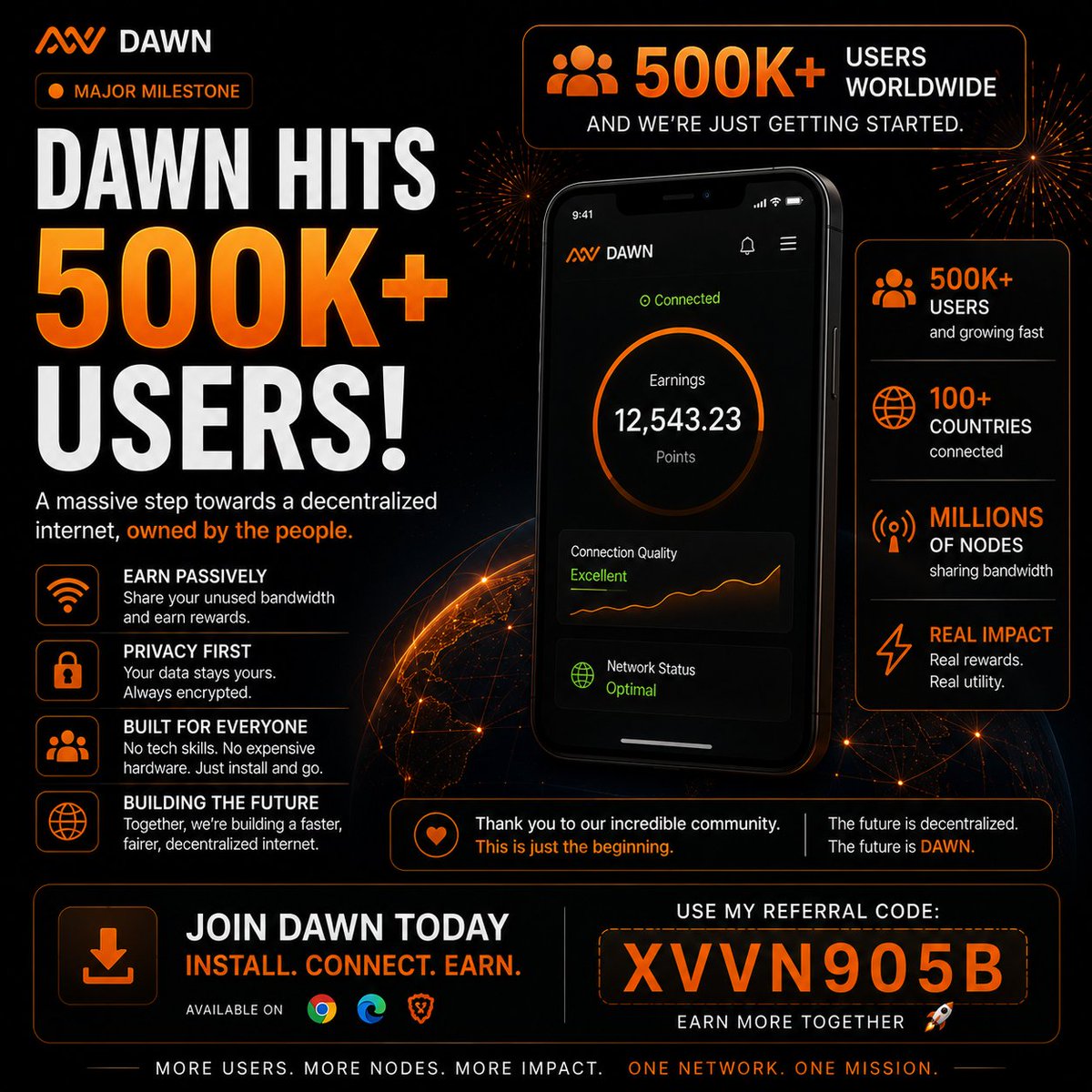 lucassantches's tweet photo. @dawninternet is proving that decentralized connectivity is no longer just an idea β itβs already happening.
More users.
More nodes.
More real-world adoption.
This is only the beginning π
Referral: xvvn905b
#DAWN #FutureOfInternet https://t.co/RVHHl3Wigy