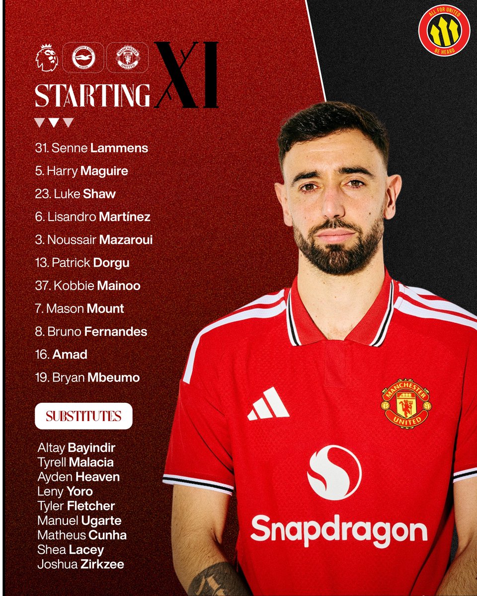 AllForUnited's tweet photo. 🔴 Your Manchester United XI vs Brighton.

#MUFC | #BHAMUN https://t.co/MWBdY8c3BX