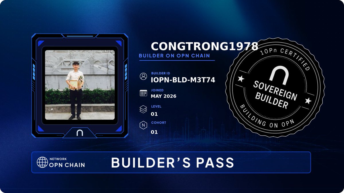 congtrong55's tweet photo. I just claimed my Builder's Pass on @IOPn_io, and I'm shipping for Season 1.
See you on the leaderboard.
Accelerate ⋂ https://t.co/wI5PtksDeF