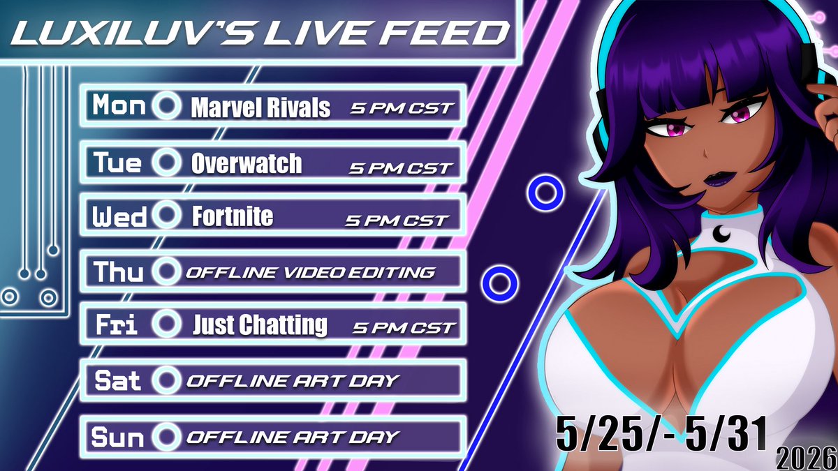 LuxiLuvOfficial's tweet photo. Going forward I’m going to be a bit more structured and open about my weekly schedule! So here ya go! https://t.co/1FQv1to9Yj