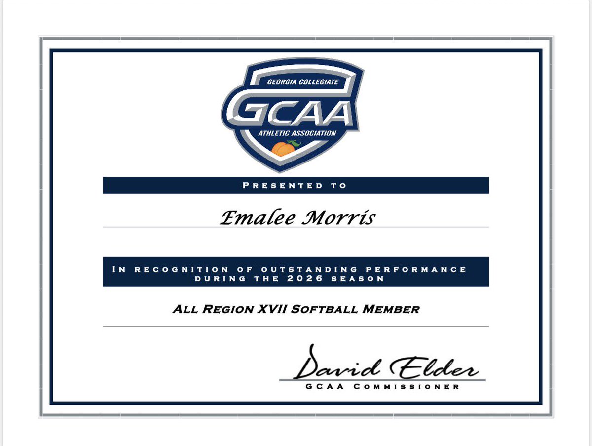 Emalee_Morris's tweet photo. Freshman year✅
@GSCSoftball 
Stats:
W/L: 11-6
1 SV
100.1 IP
2.72 ERA
1.39 Conference ERA
72 SO

1st Team All-Region Pitcher
NFCA All-Academic Honor
4.0 GPA https://t.co/S9b6gH9VyS