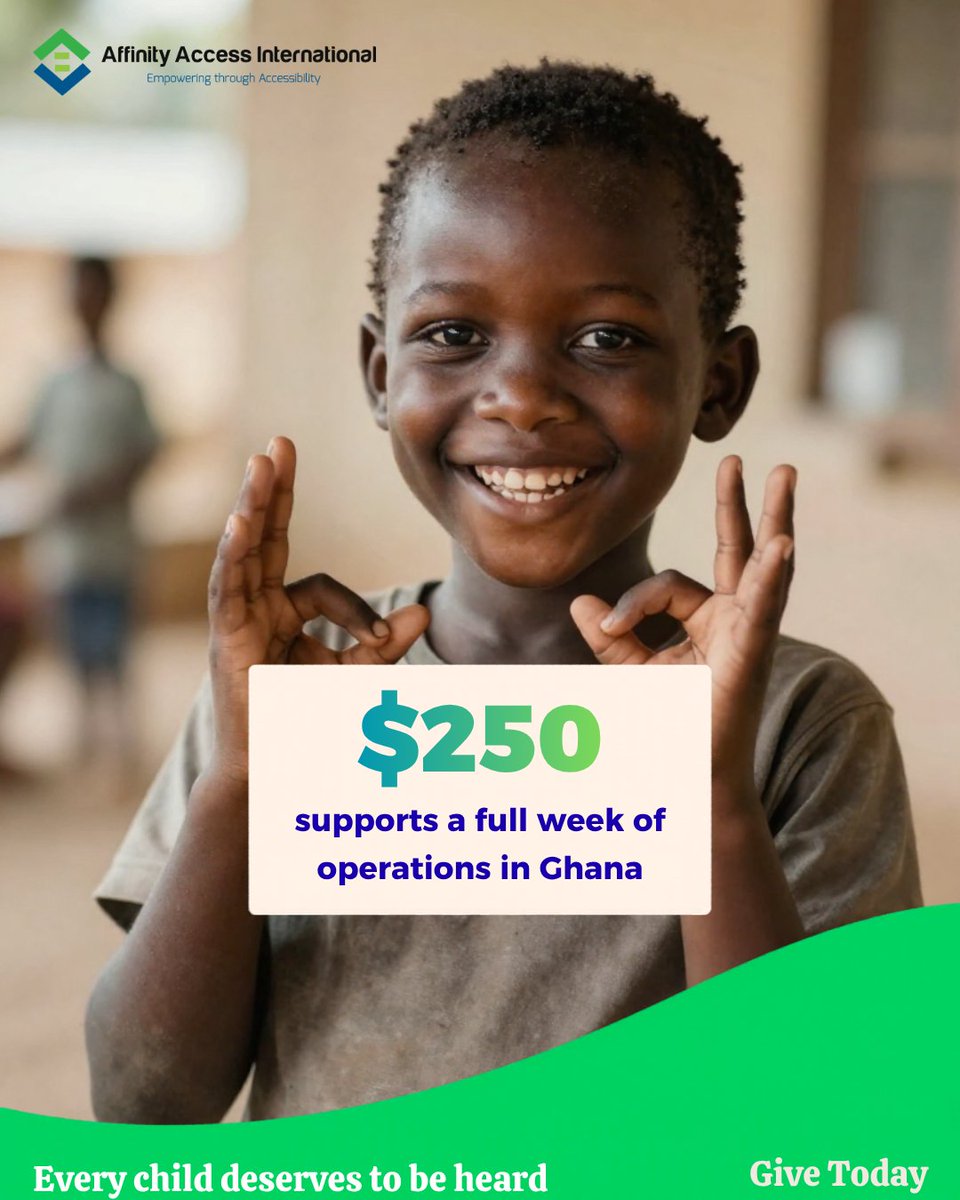 AffinityAccess's tweet photo. Your gift guarantees a brighter &amp; #inclusive future for #childrenwithspecialneeds &amp; #neurodiverse people. Your #donations are fully tax-deductible and go directly toward providing life-changing #therapy and #afterschoolprograms in #Ghana. 
https://t.co/eRExB0Op7F https://t.co/yuHR9P8NPZ