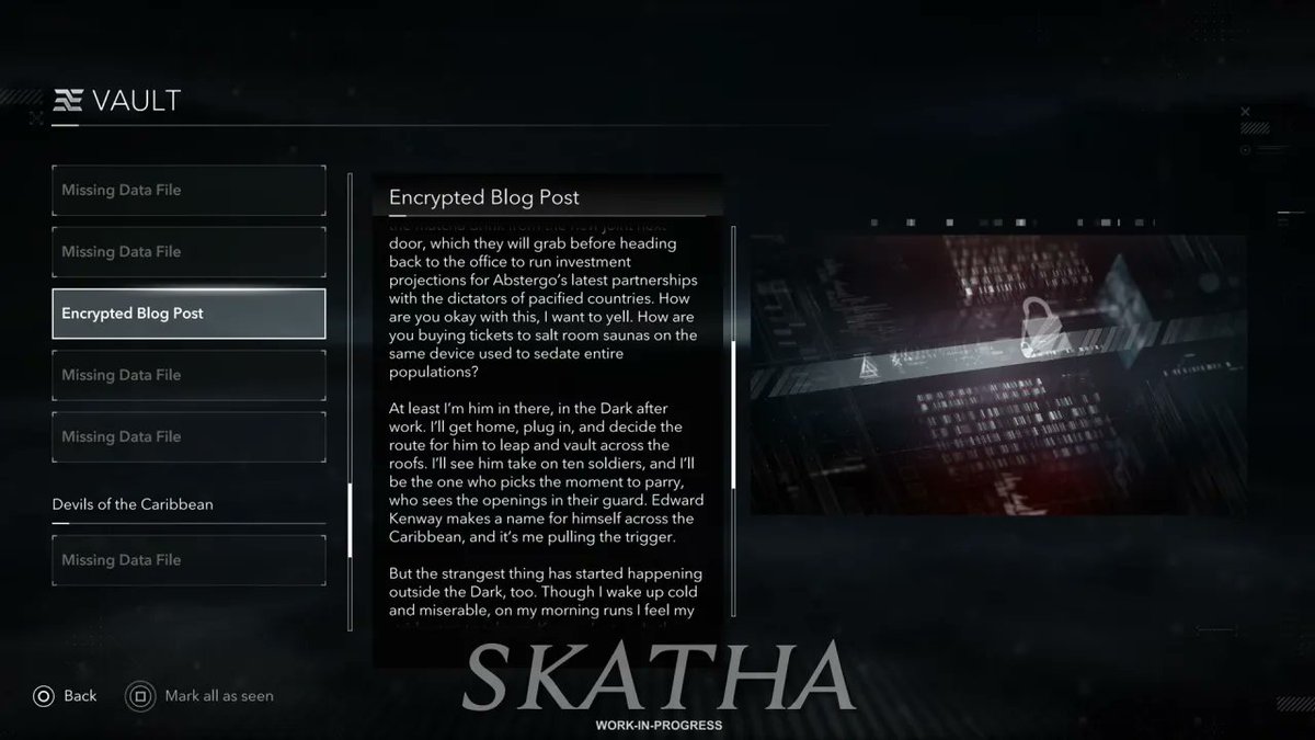 Ubicypher's tweet photo. Well. I don't know if this is considered leak since it's on youtube posted by a Youtuber (watermark in the pictures) that actually played the game, but it looks like the Modern Day now is taking place in 2096, maybe I'm late to the party but I believe it has gone unnoticed a little bit.

It looks like I almost got it right predicting the date in my Shadows analysis articles back in the day (2050's was my conclusion).

Excerpt from my article below, links in my Article section.

Thanks @Eurus_Lecter for the info.

SPOILERS DISCRETION ADVISED.

#AssassinsCreed
