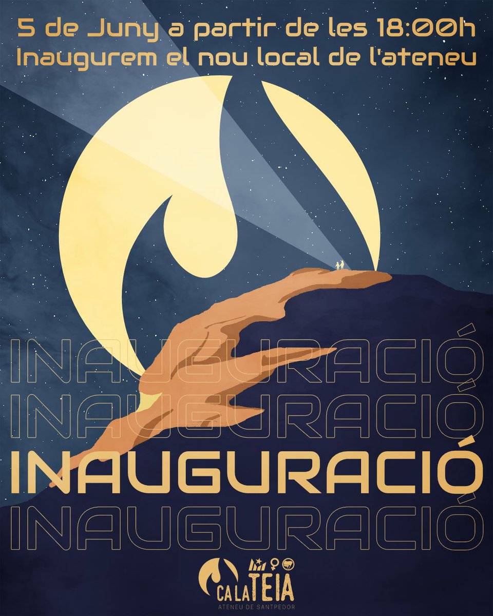 ca_la_teia's tweet photo. Divendres 5 de juny a partir les 18h inaugurem el nou local de l’Ateneu Popular Ca la Teia 🔥

Presentació del projecte, actuacions d’entitats de cultura popular, sopar, concert, PD’s i molt més! 

T’esperem a la Plaça de l’Església, número 8!❤️‍🔥 https://t.co/HJvGduUUxN