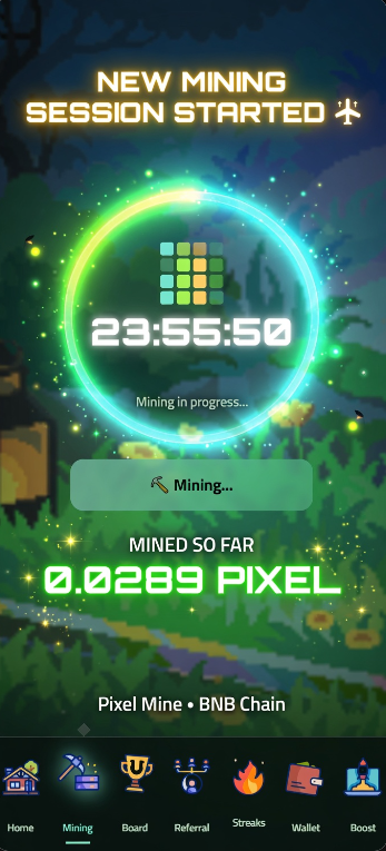 PIXELMINEX's tweet photo. ⛏️ New Mining Session Started in Pixel Mine

24-hour cycle just began... Slow &amp; steady farming 🔥

Who’s running their mining right now? 
Share your current progress 👇

#PixelMine #Web3Gaming #BNBChain https://t.co/RpfaHFbOst