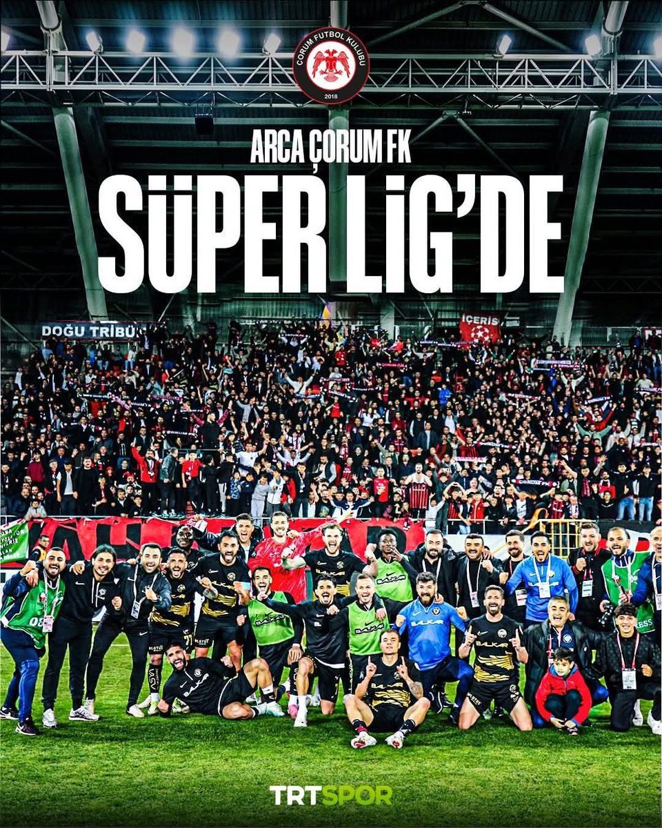 Hakti19's tweet photo. #TarihYazıldı
#ArcaÇorumfk
60 yıl sonra #Süperligdeyiz
Tebrikler #ArcaÇorumfk
Yönetimimiz 
Teknik heyetimiz 
Futbolcularımız 
Lojistik ekibimiz 
#BüyükÇorumhalkı
#Gurbetçigöbeller
❤️🖤1️⃣9️⃣🦅🇹🇷🏆🏆🏆🚀💐🎉🎊👌 https://t.co/dT72UtpkCU