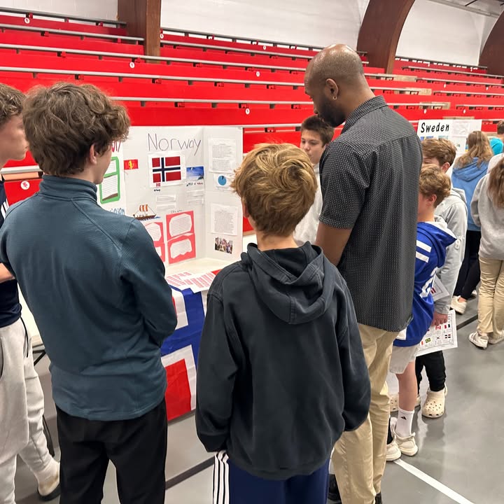 bsmredknights's tweet photo. We're so proud of our 8th grade Global Studies students who researched &amp; then presented countries from around the world at Thursday’s Culture Fair as part of their unit exploring culture, heritage, identity, &amp; community. We're so proud of their collaboration &amp; global curiosity!💙 https://t.co/gGgkEeBoYY