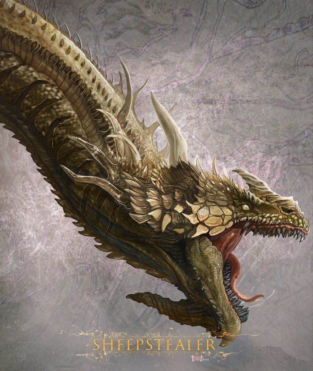 ertacaltinoz's tweet photo. “Sheepstealer”by me.
I keep depicting book versions of ASoIaF dragons one by one.
Go to my Insta profile,find my latest post, write down in the comments which dragon you’d like to see next from me.
—>
https://t.co/NEPI1J3EiZ

#Sheepstealer #Dragon #Nettles #GeorgeRRMartin #ASoIaF https://t.co/fgclqqOJwm