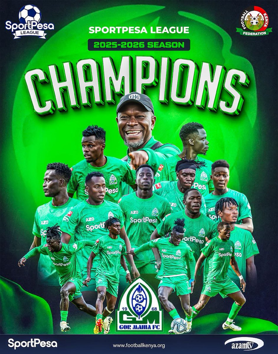 SportPesa's tweet photo. 🏆🏆🏆🏆🏆🏆🏆🏆🏆🏆🏆🏆🏆🏆🏆🏆🏆🏆🏆🏆🏆🏆

Congratulations to Gor Mahia FC on winning the 2025/26 SportPesa League title!👏

#SportPesaLeague #MakeItCount https://t.co/aV2he6nR0u