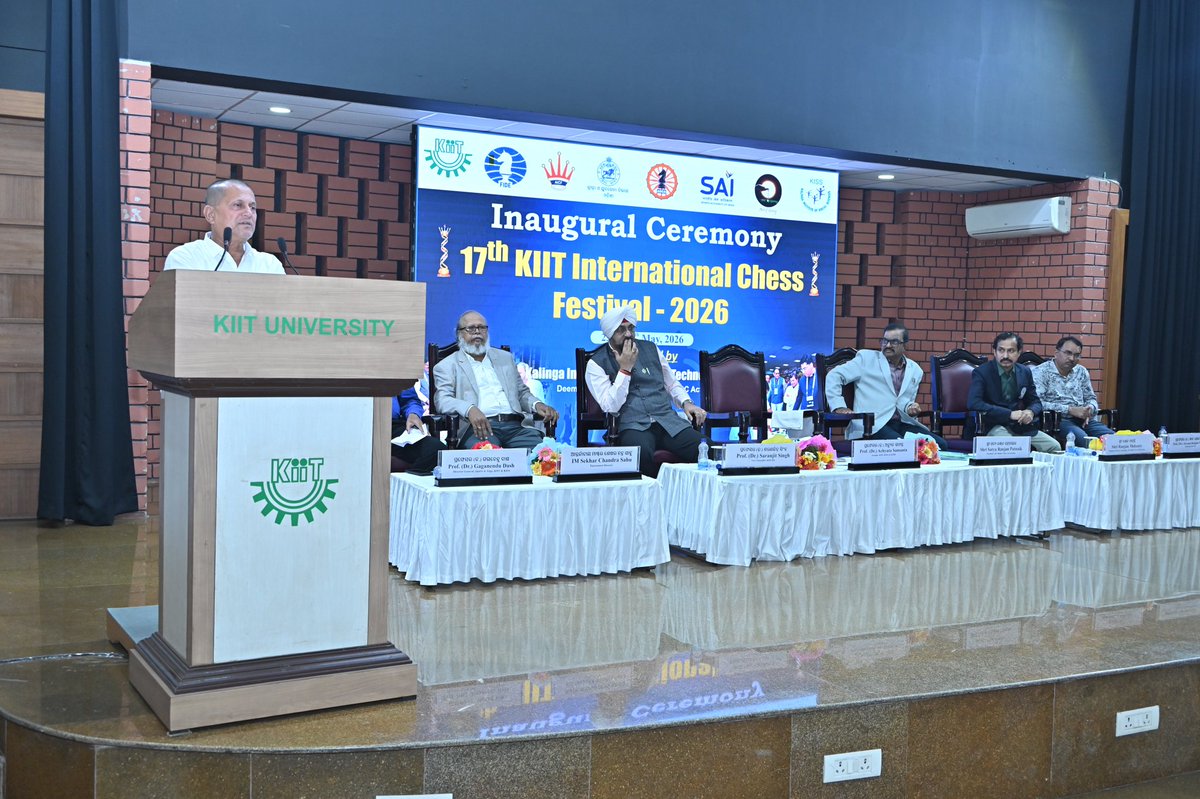 achyuta_samanta's tweet photo. The 17th KIIT International Chess Festival 2026 has started at KIIT with a record prize pool of Rs. 1.31 crore, the highest prize money offered by any university in India.

This year, more than 4,000 players and officials from over 40 countries, including 25 Grandmasters, 50 International Masters and many international title holders, have come to KIIT. Around 2,000 parents are also here with them. It gives me immense happiness to see KIIT becoming a global meeting place for chess lovers.

What started in 2011 with a prize fund of Rs. 16 lakh has today grown into one of the most respected international chess festivals. This has been possible because of the continued support of FIDE, AICF, Odisha Chess Association, organisers, players, parents and all well-wishers.

I was also touched to be felicitated by the chess players and parents from Odisha, AOCA and AICF. I have always believed that sports and academics should go together. KIIT & KISS will continue to support chess and all sports with full dedication.

My congratulations to all participants and winners of the BLITZ OPEN. My best wishes to every young player. May this festival give them good exposure, confidence and inspiration to achieve greater success in life.