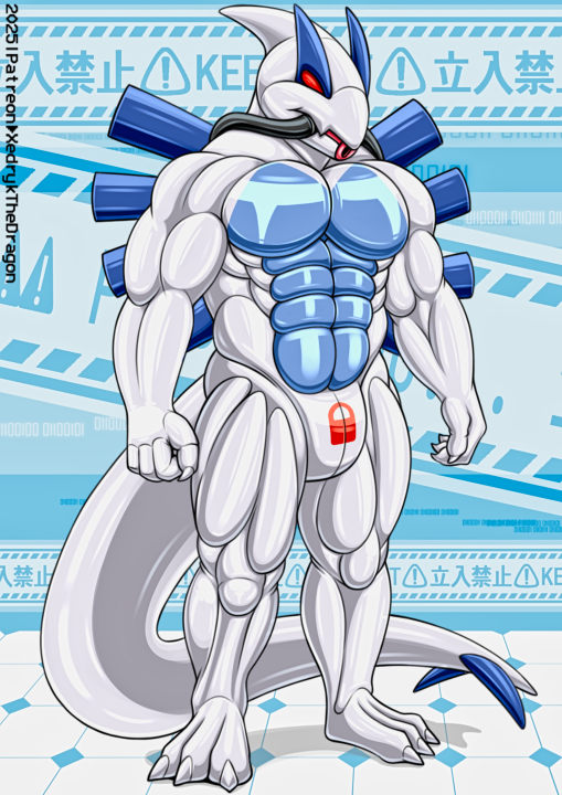 XedrykTheDragon's tweet photo. A red, shiny lock symbol gleamed on the null bulge at its groin, a mark of absolute chastity, ensuring no release, no climax, just endless, unfulfilled tension programmed into its core.
For @/yipsAgressively. https://t.co/T804dHsLZB