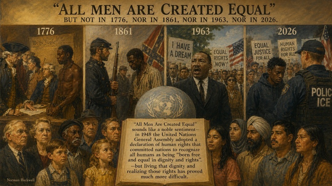 DickandSharon's tweet photo. “All Men Are Created Equal”: But Not in 1776, Nor in 1861, Nor in 1963, Nor in 2026 https://t.co/LpK6H1Jztg have great deals... https://t.co/SzvG5rP33z